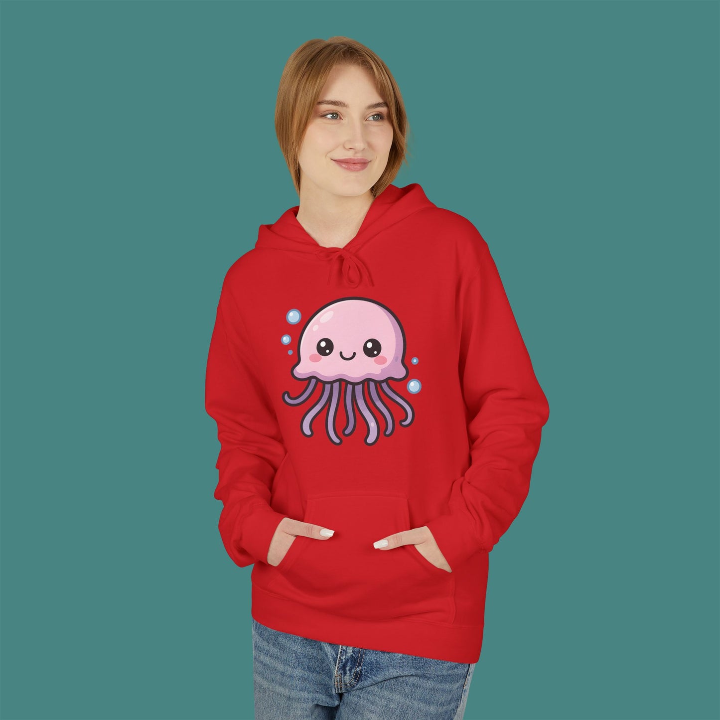 Cartoon Cute Jellyfish Fleece Unisex Hoodie