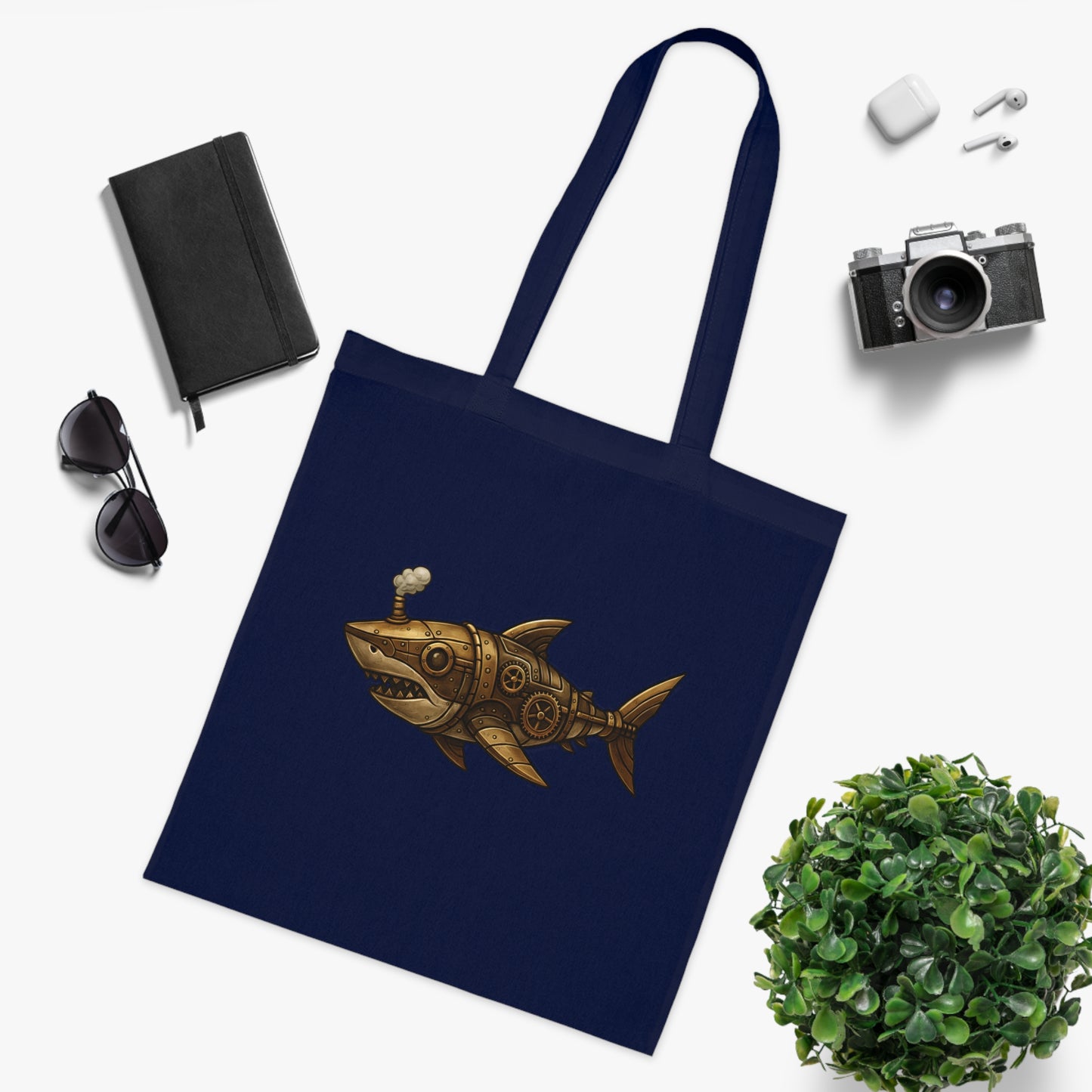 Steampunk Mechanical Shark Tote Bag