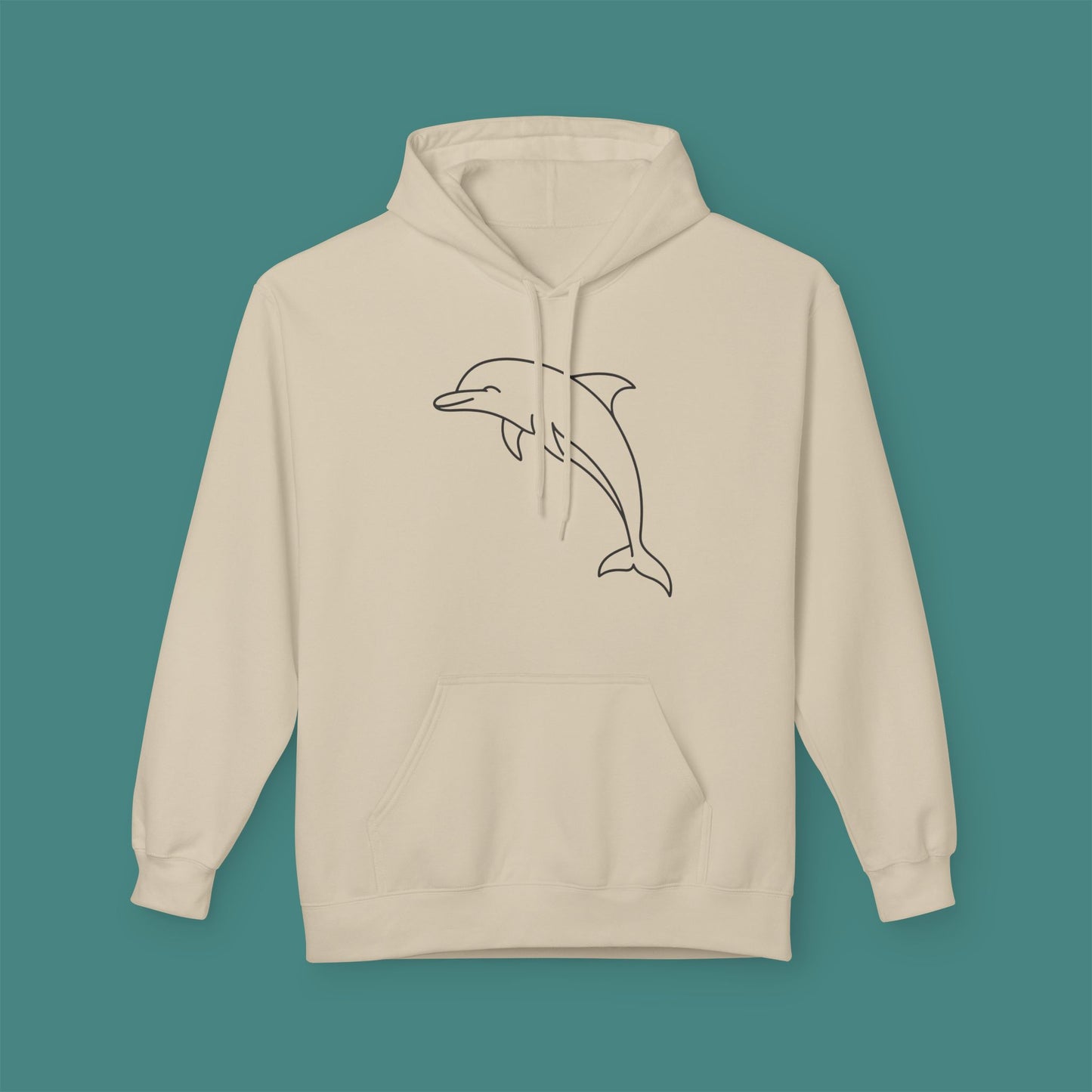 Minimalist Line Art Dolphin Fleece Unisex Hoodie