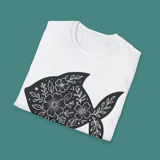 Floral Fish Silhouette Unisex T-Shirt