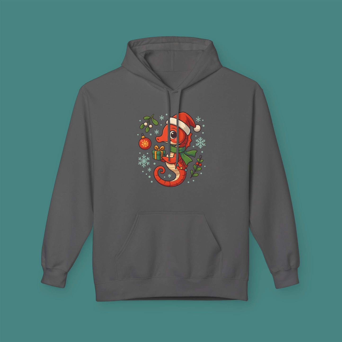 Christmas Seahorse Fleece Unisex Hoodie
