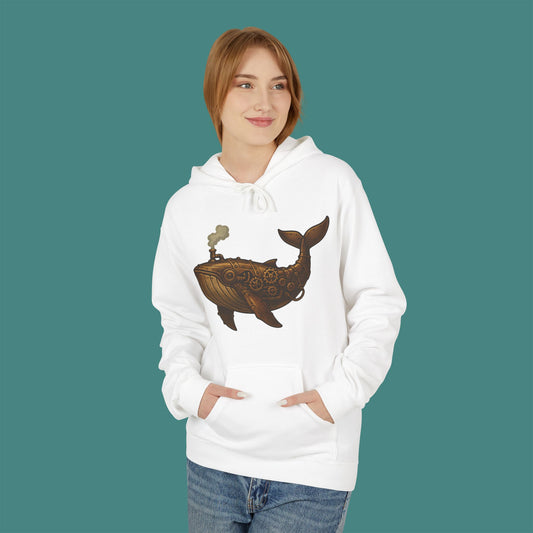 Steampunk Mechanical Whale Fleece Unisex Hoodie