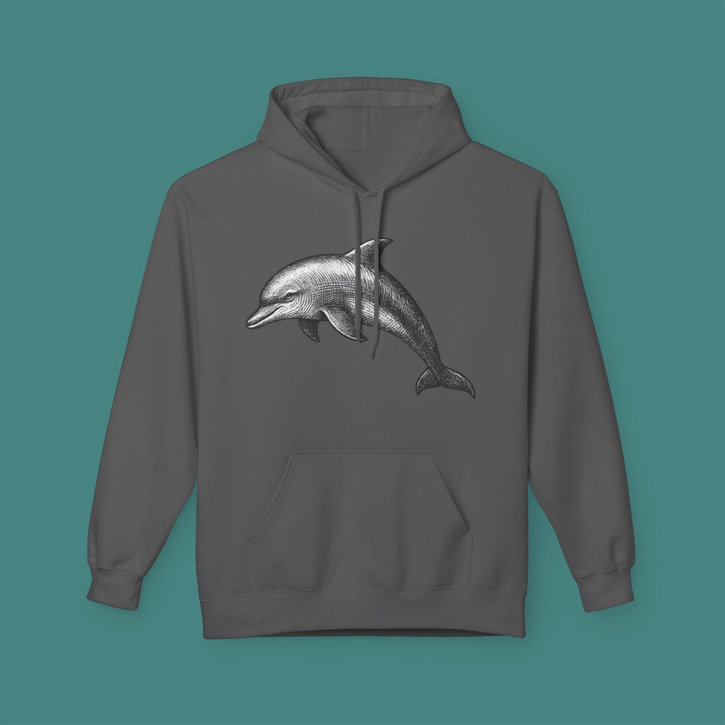 Vintage Etching Dolphin Fleece Unisex Hoodie