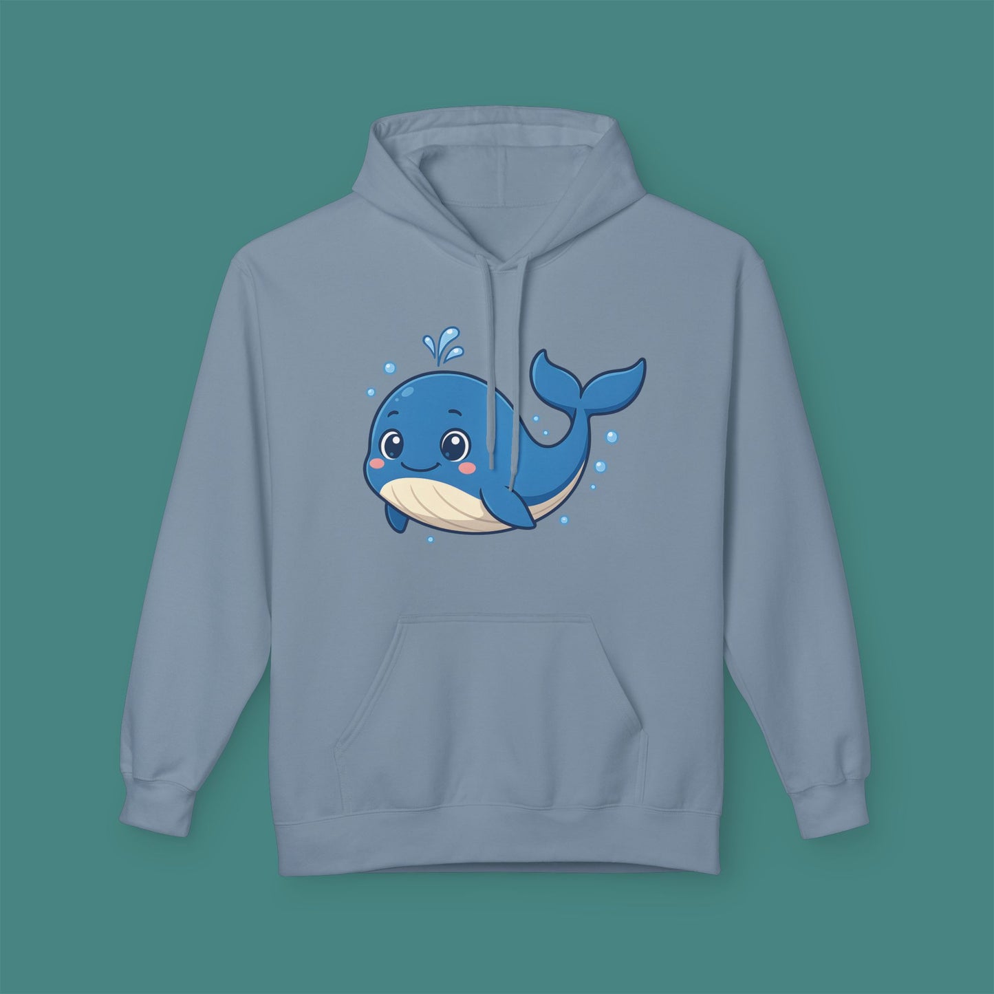 Cartoon Cute Whale Fleece Unisex Hoodie
