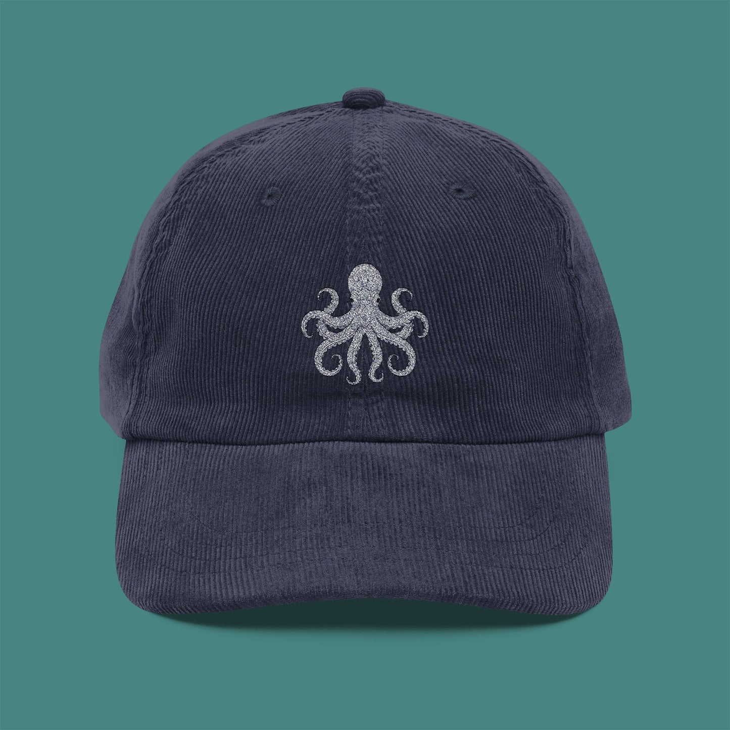 Intricate Mandala Octopus Corduroy Embroidered Cap