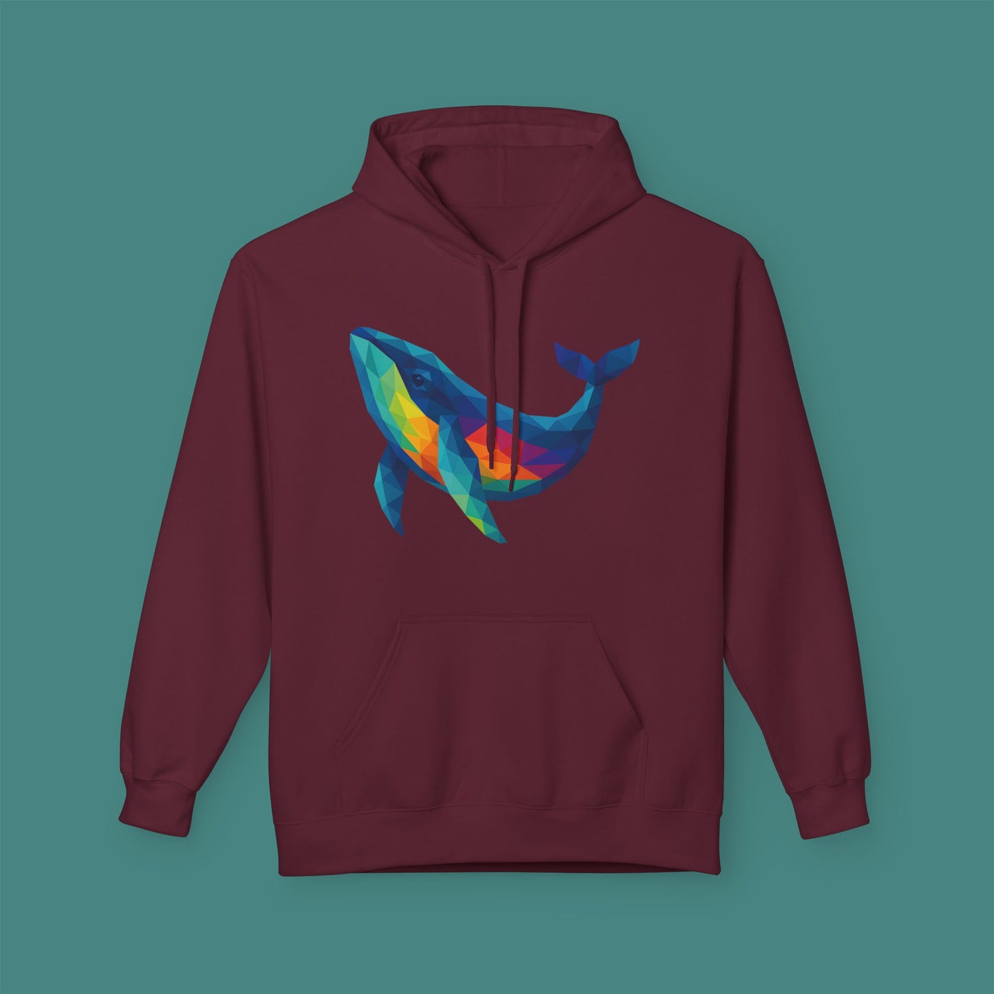 Geometric Polygon Whale Fleece Unisex Hoodie