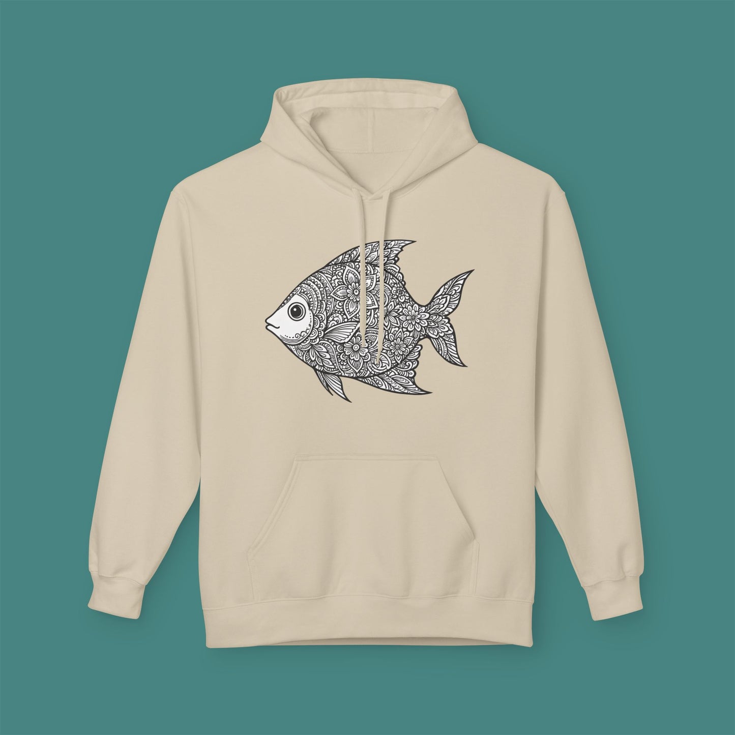 Intricate Mandala Fish Fleece Unisex Hoodie
