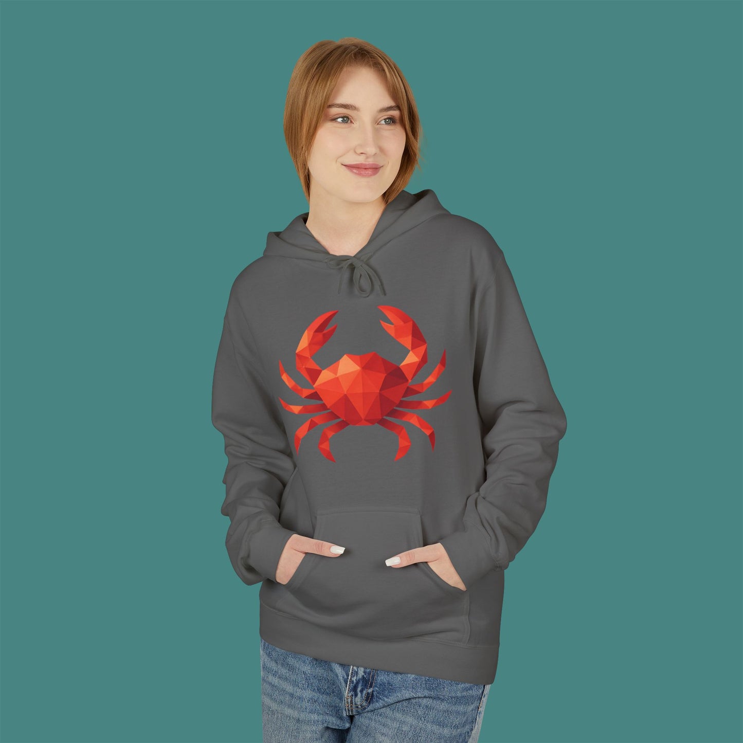 Geometric Polygon Crab Fleece Unisex Hoodie