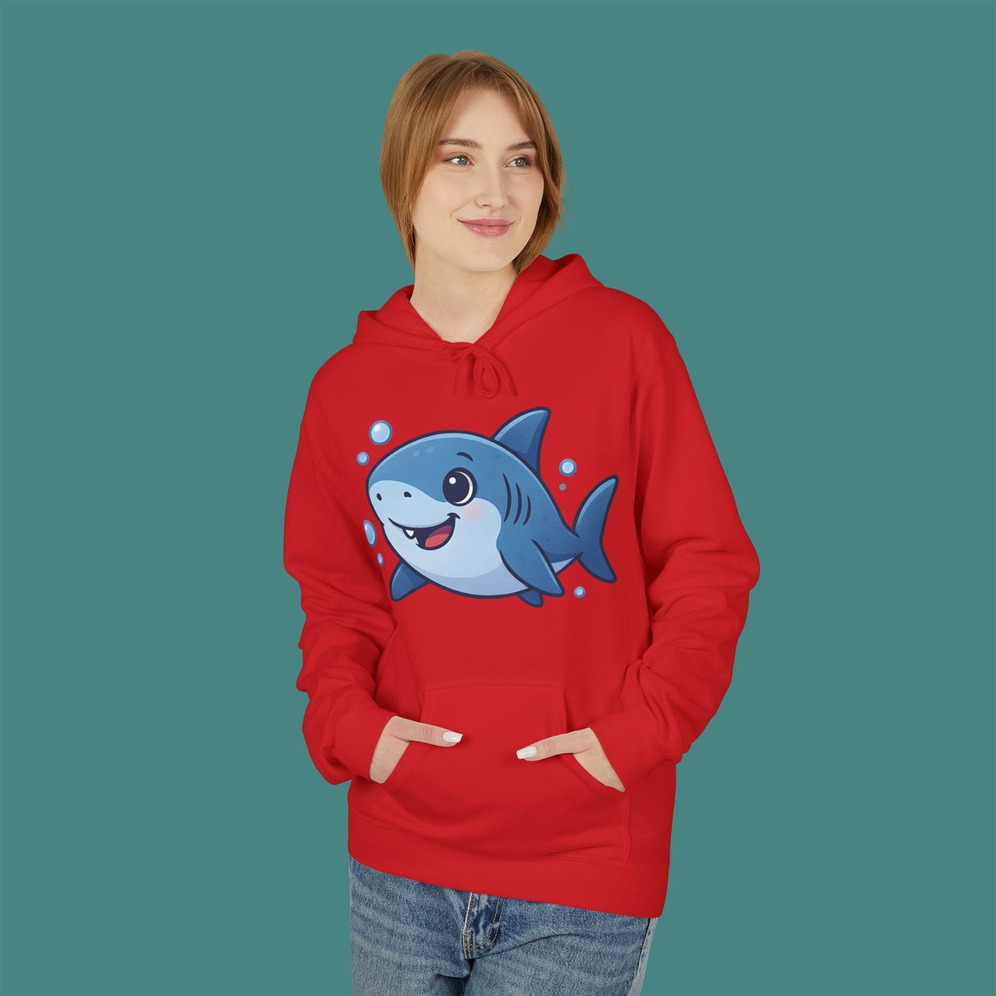 Cartoon Cute Shark Fleece Unisex Hoodie