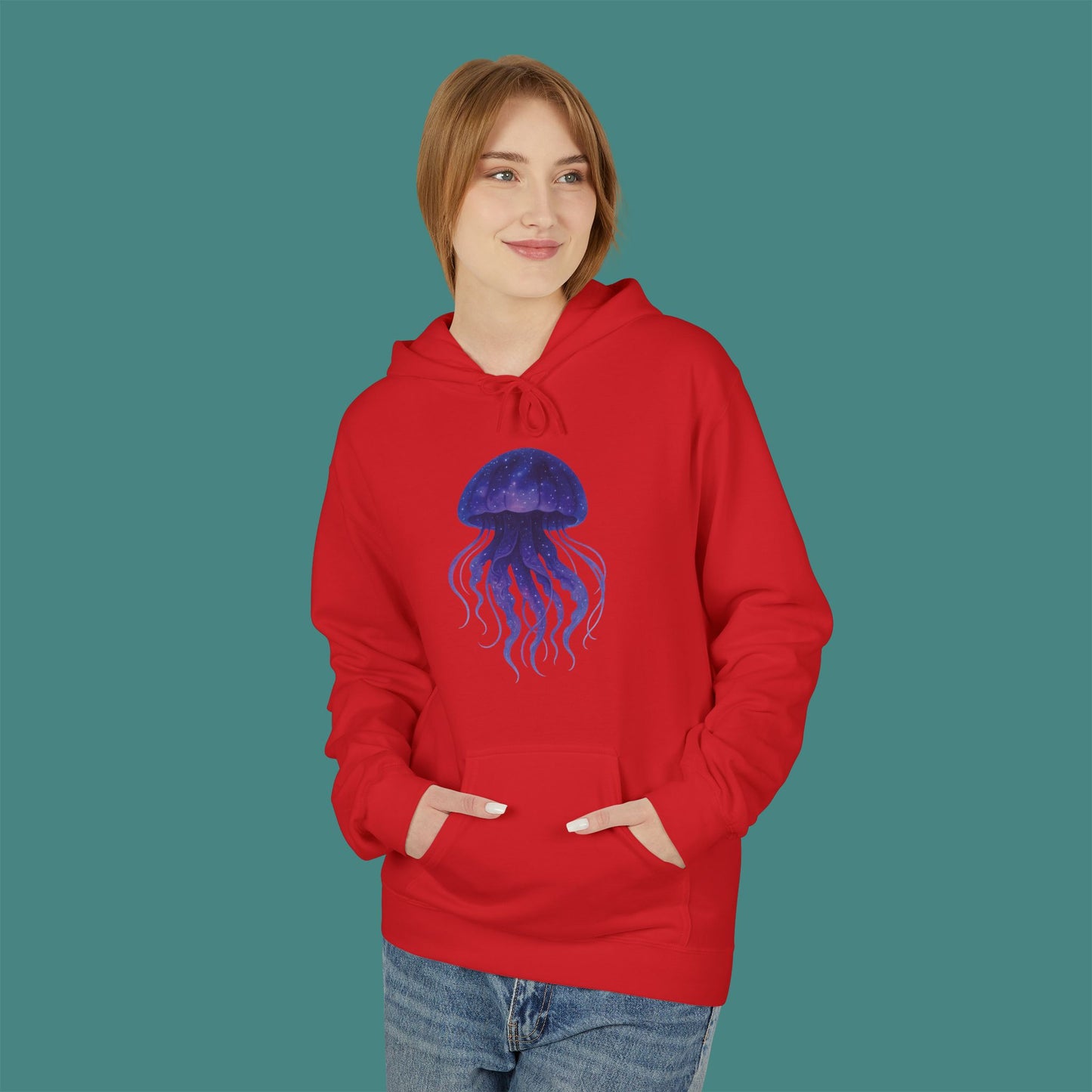 Cosmic Galaxy Jellyfish Fleece Unisex Hoodie