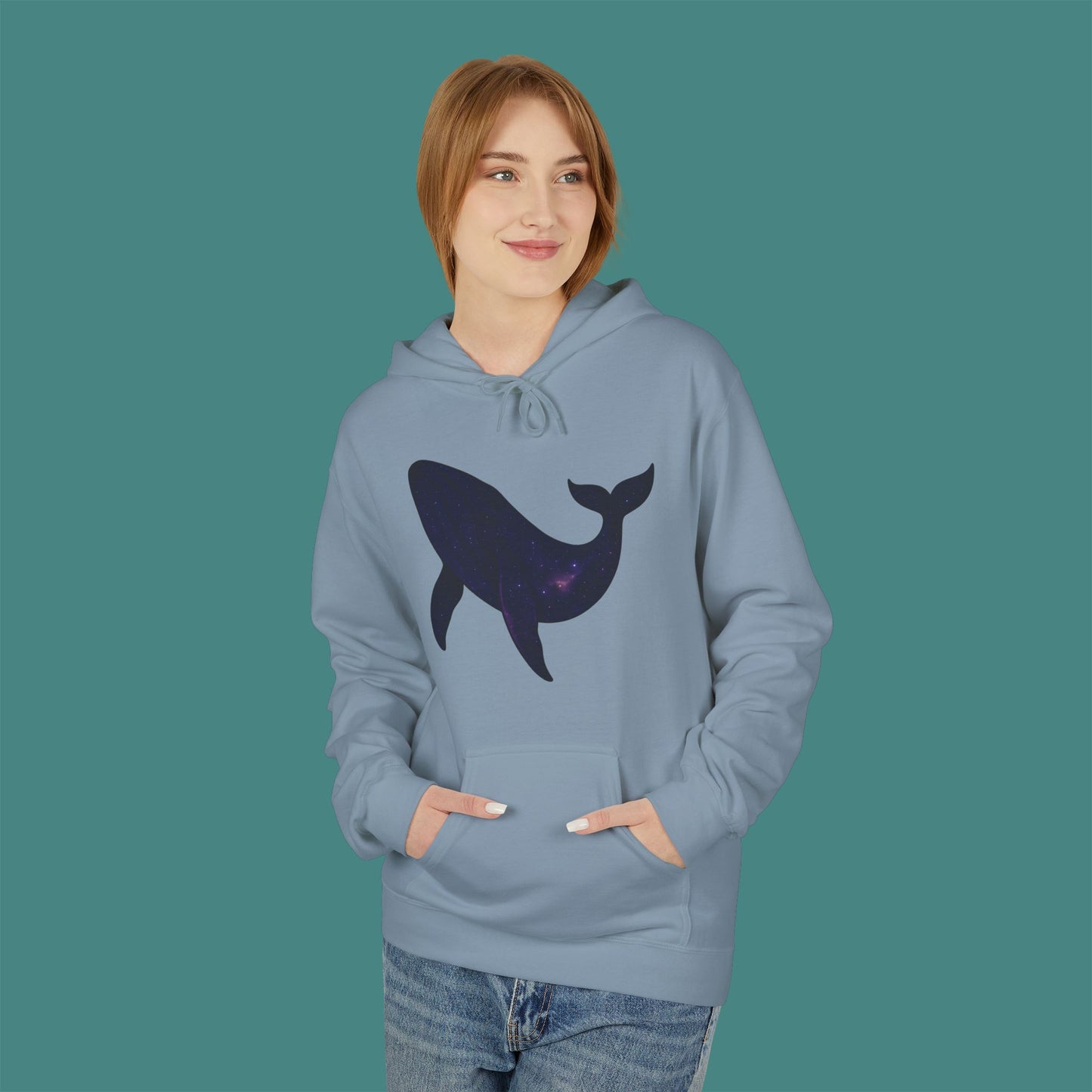 Cosmic Galaxy Whale Fleece Unisex Hoodie