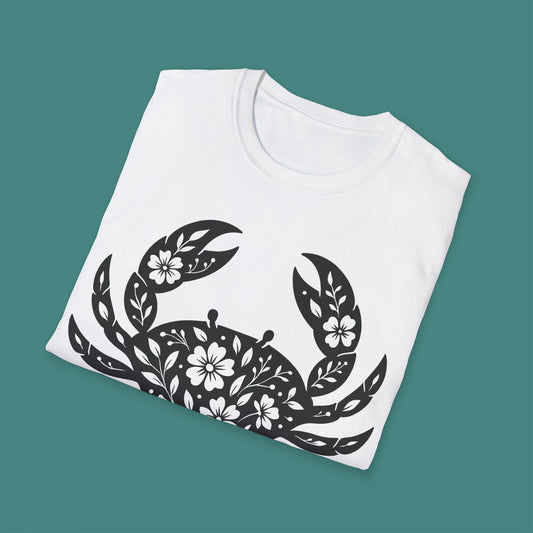 Floral Crab Silhouette Unisex T-Shirt