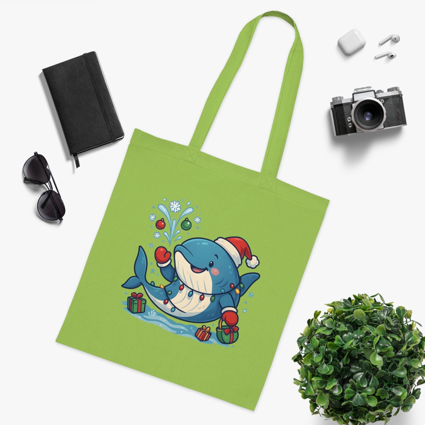 Christmas Whale Tote Bag