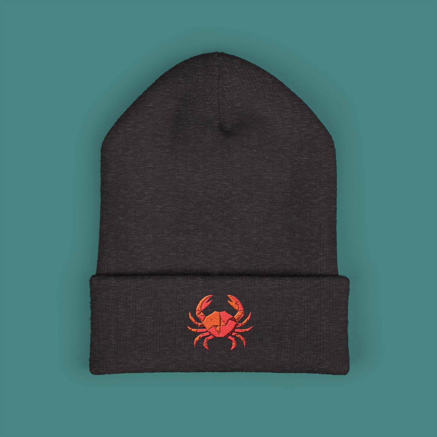 Geometric Polygon Crab Embroidered Beanie
