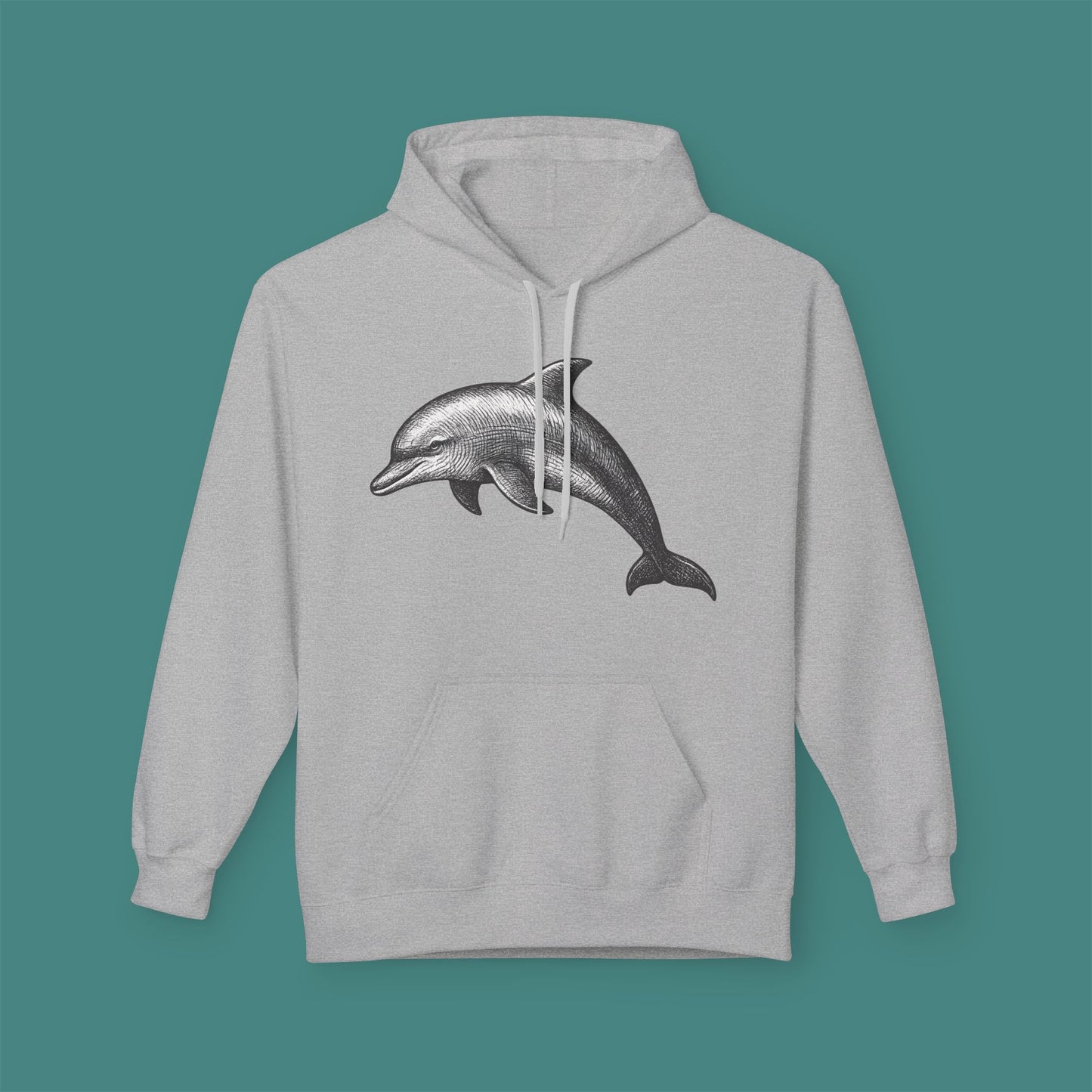 Vintage Etching Dolphin Fleece Unisex Hoodie