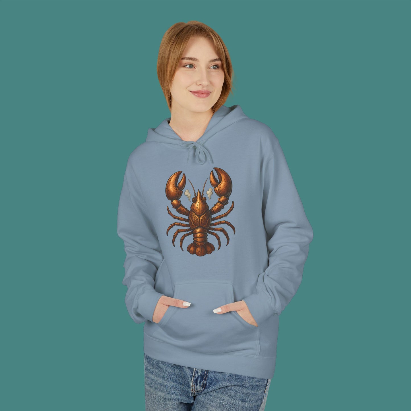 Steampunk Mechanical Lobster Fleece Unisex Hoodie