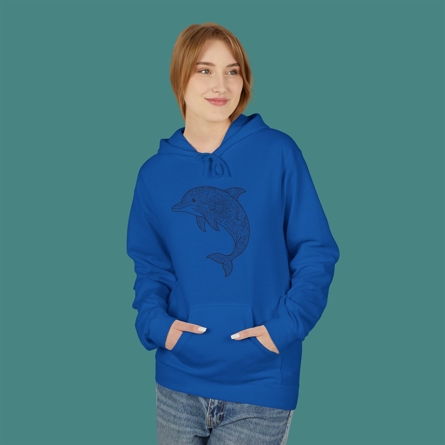 Intricate Mandala Dolphin Fleece Unisex Hoodie