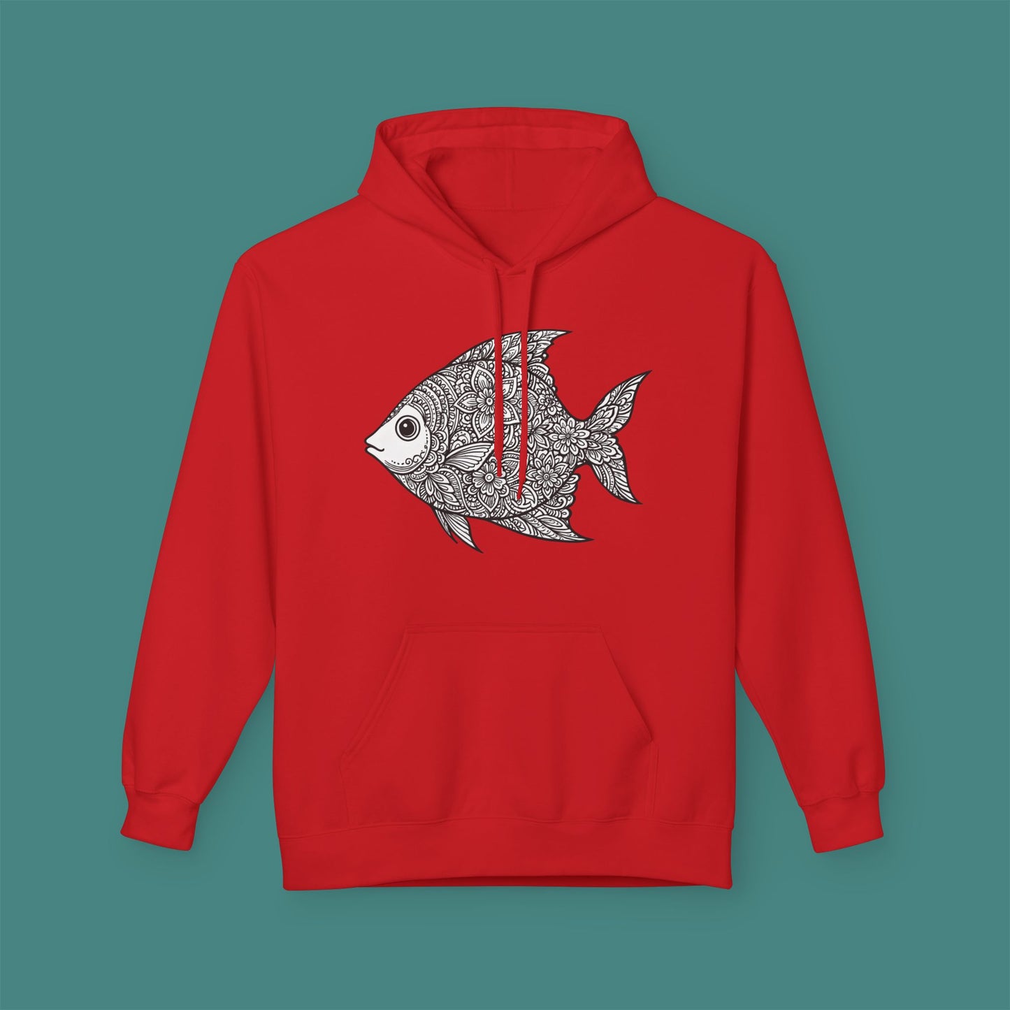 Intricate Mandala Fish Fleece Unisex Hoodie