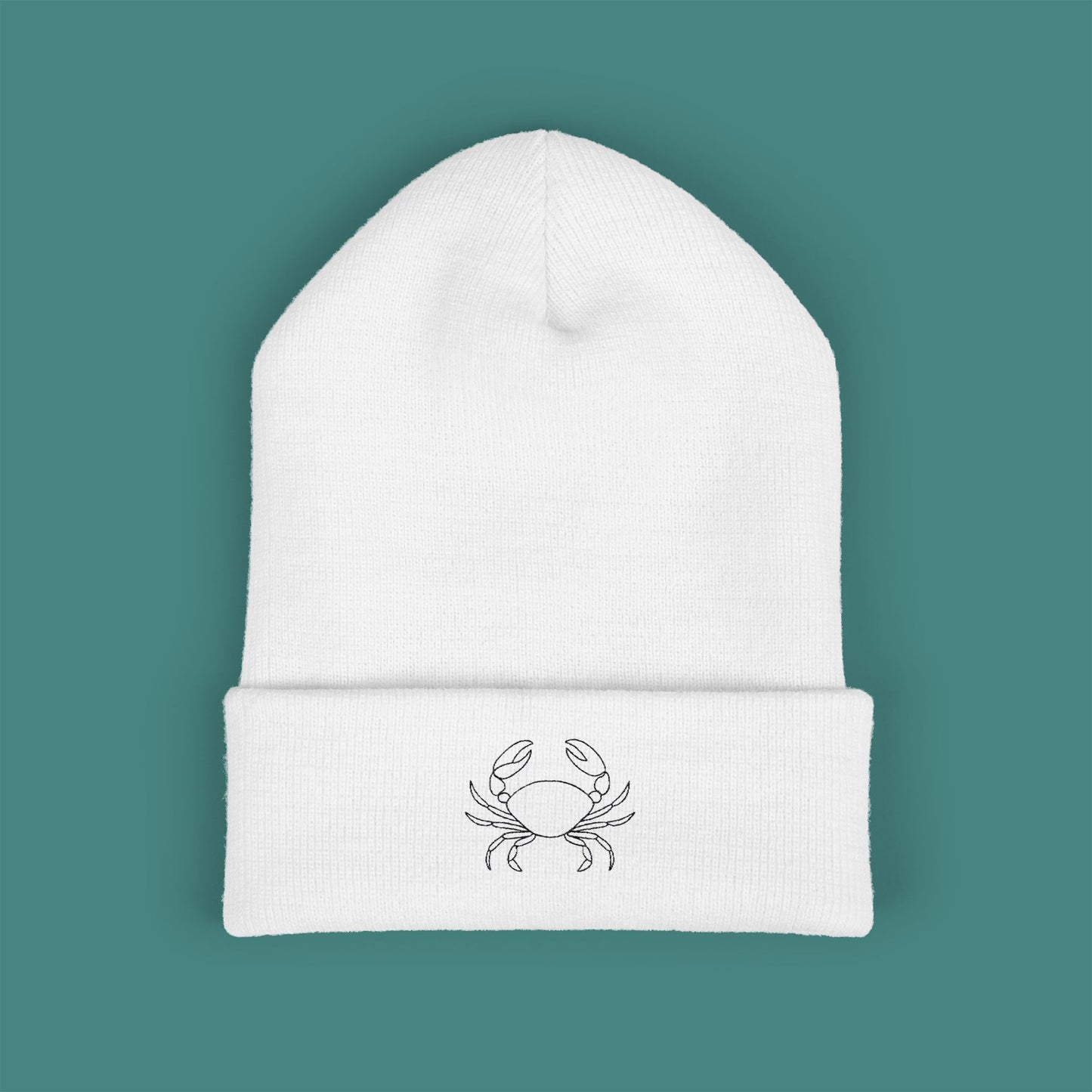 Minimalist Line Art Crab Embroidered Beanie