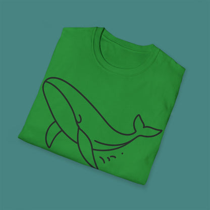 Minimalist Line Art Whale Unisex T-Shirt