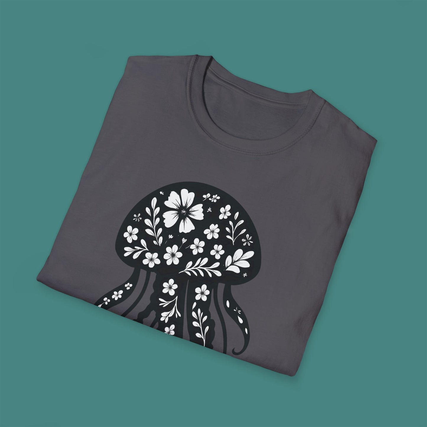 Floral Jellyfish Silhouette Unisex T-Shirt