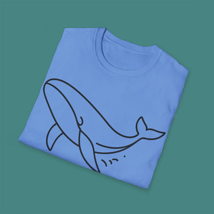 Minimalist Line Art Whale Unisex T-Shirt