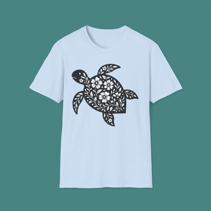 Floral Turtle Silhouette Unisex T-Shirt