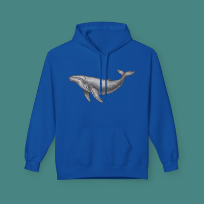 Vintage Etching Whale Fleece Unisex Hoodie