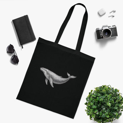 Vintage Etching Whale Tote Bag