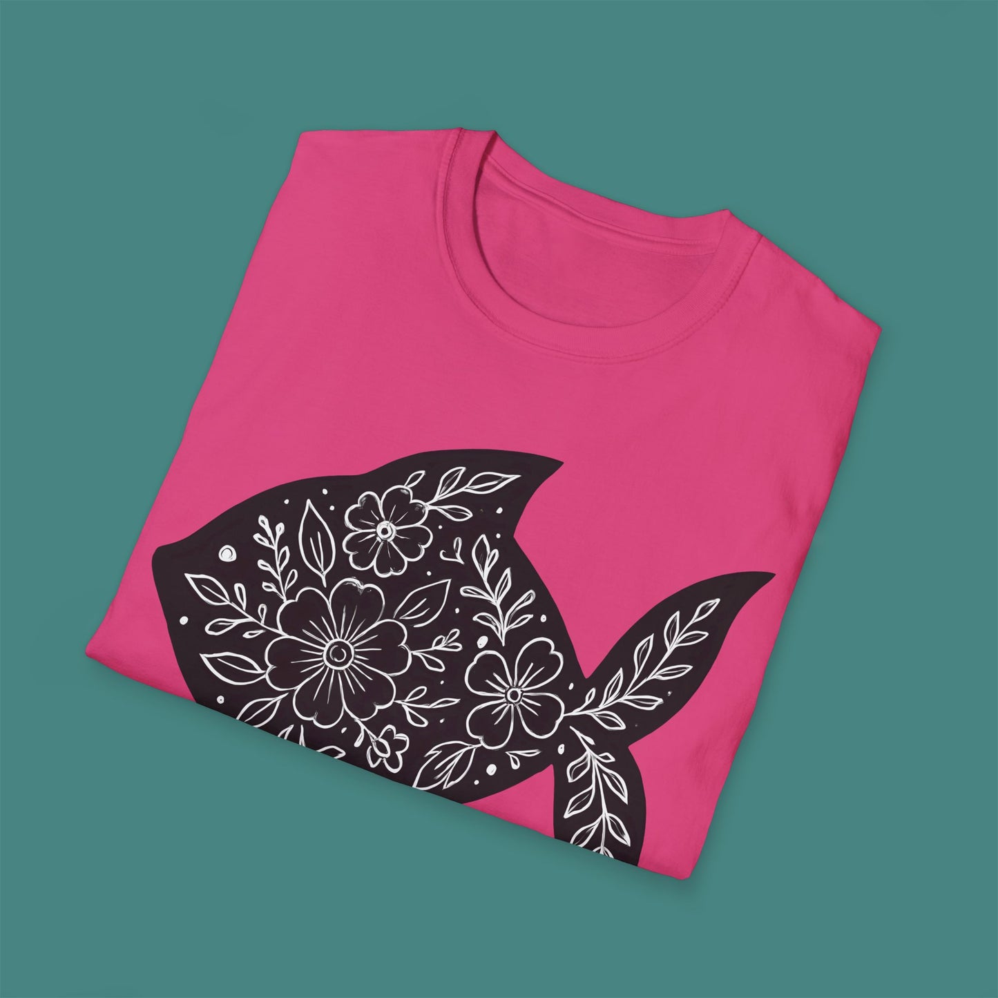 Floral Fish Silhouette Unisex T-Shirt