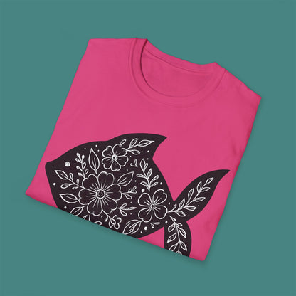 Floral Fish Silhouette Unisex T-Shirt