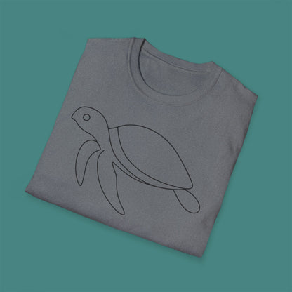 Minimalist Line Art Turtle Unisex T-Shirt