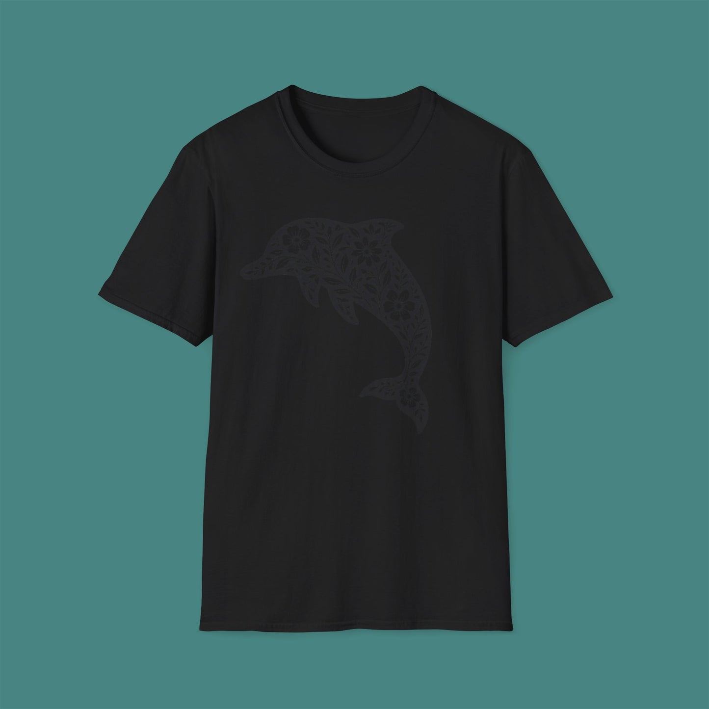 Floral Dolphin Silhouette Unisex T-Shirt