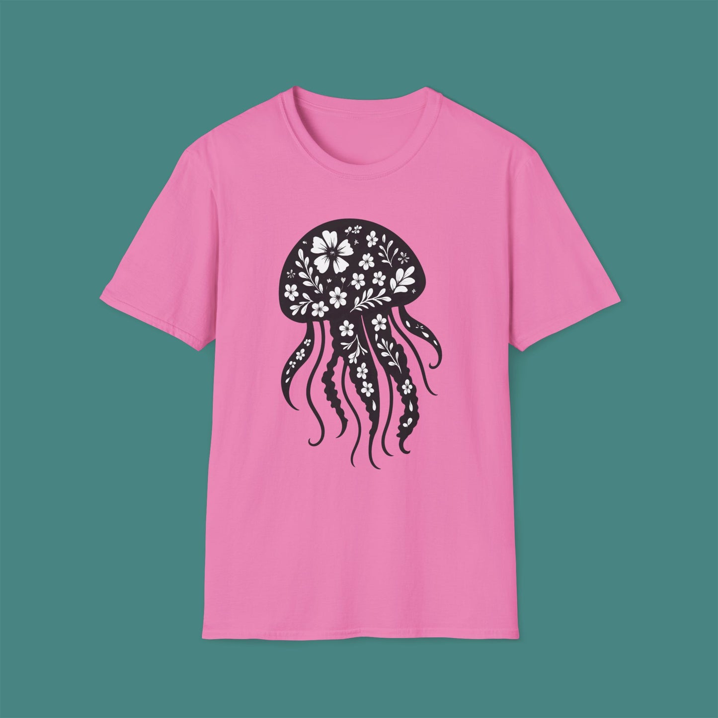 Floral Jellyfish Silhouette Unisex T-Shirt