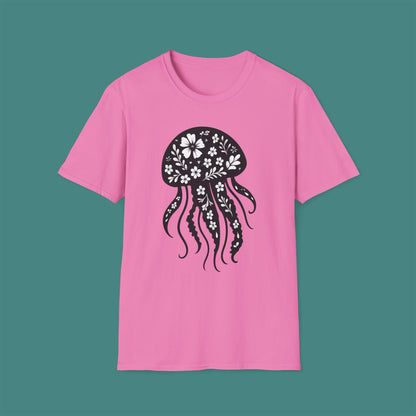 Floral Jellyfish Silhouette Unisex T-Shirt