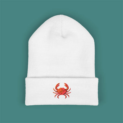 Geometric Polygon Crab Embroidered Beanie