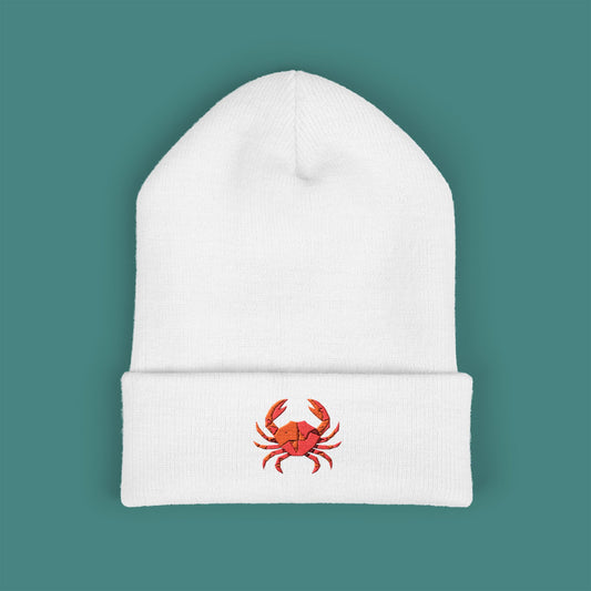 Geometric Polygon Crab Embroidered Beanie