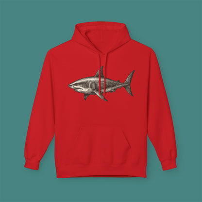 Vintage Etching Shark Fleece Unisex Hoodie