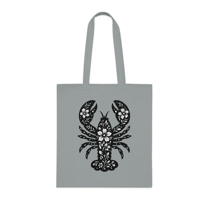 Floral Lobster Silhouette Tote Bag