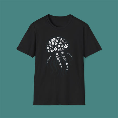 Floral Jellyfish Silhouette Unisex T-Shirt