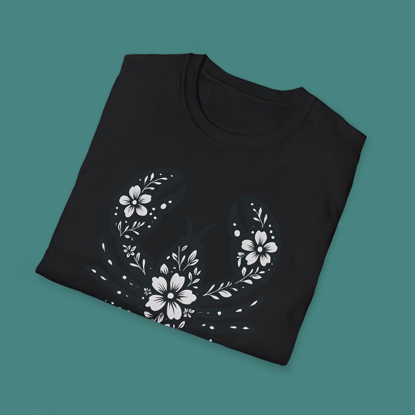 Floral Lobster Silhouette Unisex T-Shirt