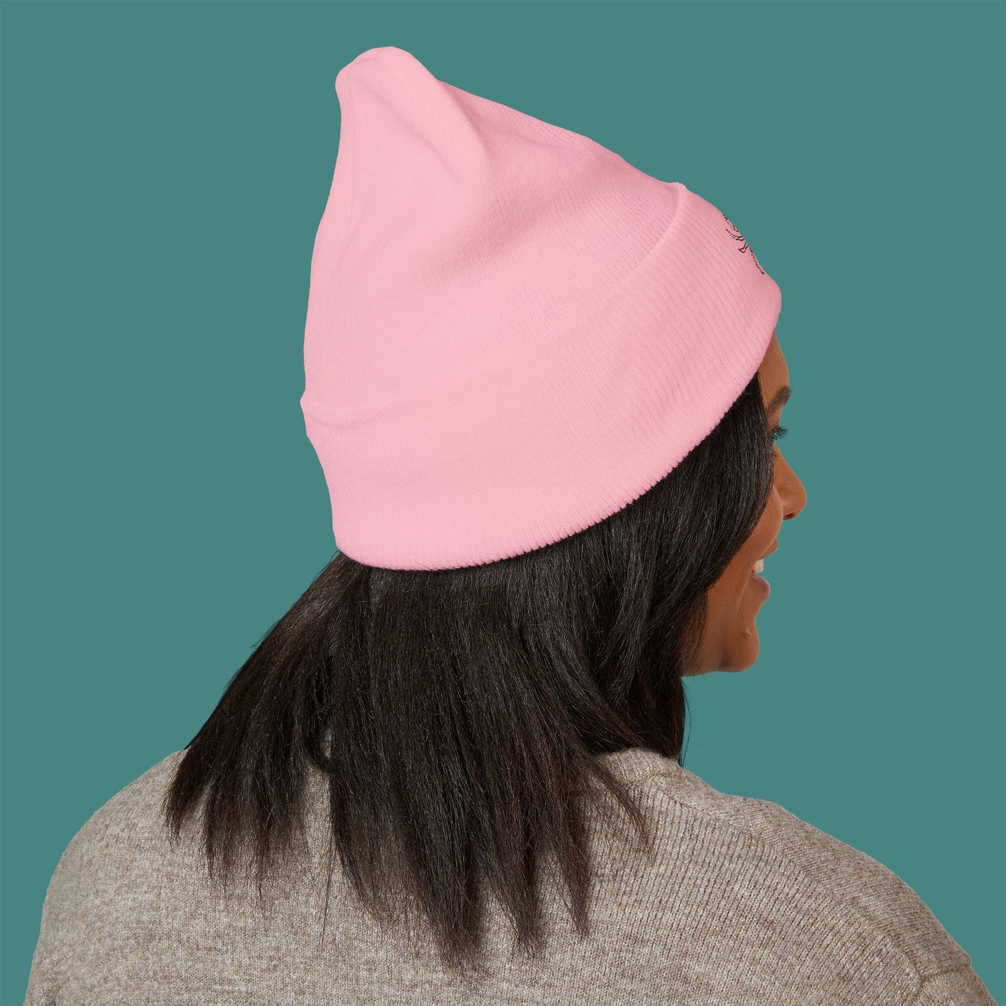Minimalist Line Art Crab Embroidered Beanie