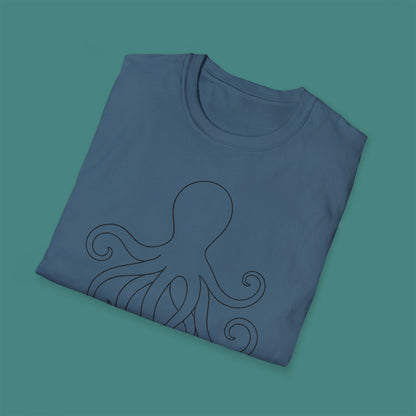 Minimalist Line Art Octopus Unisex T-Shirt