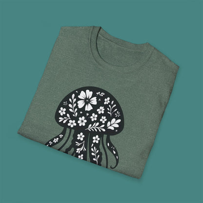 Floral Jellyfish Silhouette Unisex T-Shirt