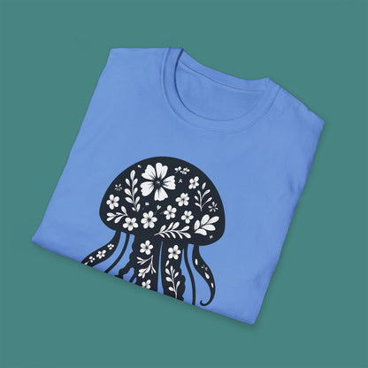 Floral Jellyfish Silhouette Unisex T-Shirt
