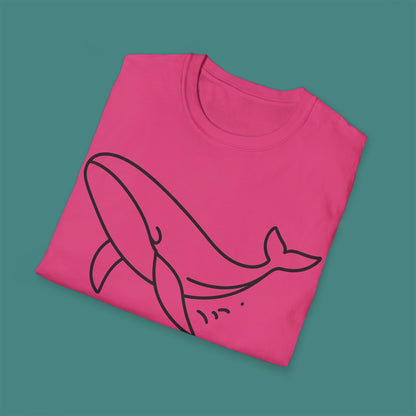 Minimalist Line Art Whale Unisex T-Shirt