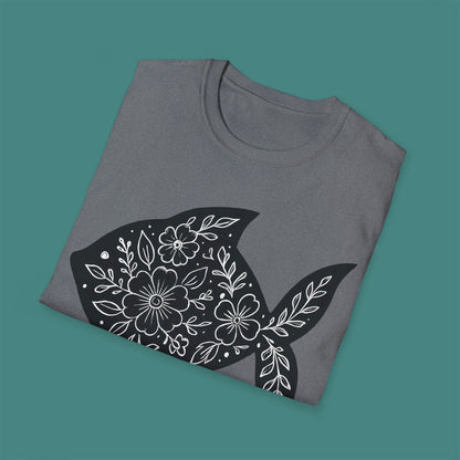 Floral Fish Silhouette Unisex T-Shirt