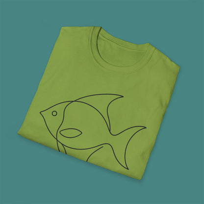 Minimalist Line Art Fish Unisex T-Shirt