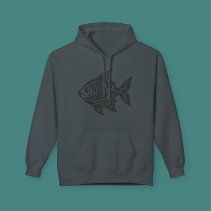 Tribal Tattoo Fish Fleece Unisex Hoodie