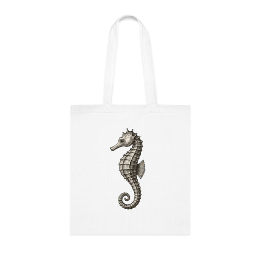 Vintage Etching Seahorse Tote Bag